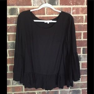 Black long sleeve, flared blouse